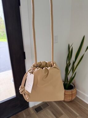 a new day Beige Drawstring Mini Shoulder Bag